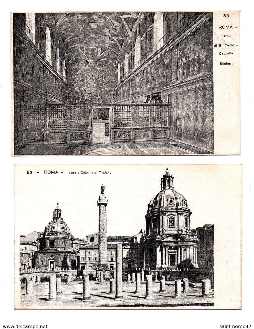 ITALIE . ROMA . " FORO E COLONNA DI TRIANO " & " INTERNO DI S. PIETRO " . 2 CARTES POSTALES - Réf. N°8411 - - Collections & Lots