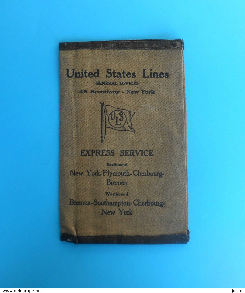 UNITED STATES LINES- SS LEVIATHAN & SS GEORGE WASHINGTON Antique Canvas Emigrants Ticket Wallet Late 1800's&early 1900's - Altri & Non Classificati