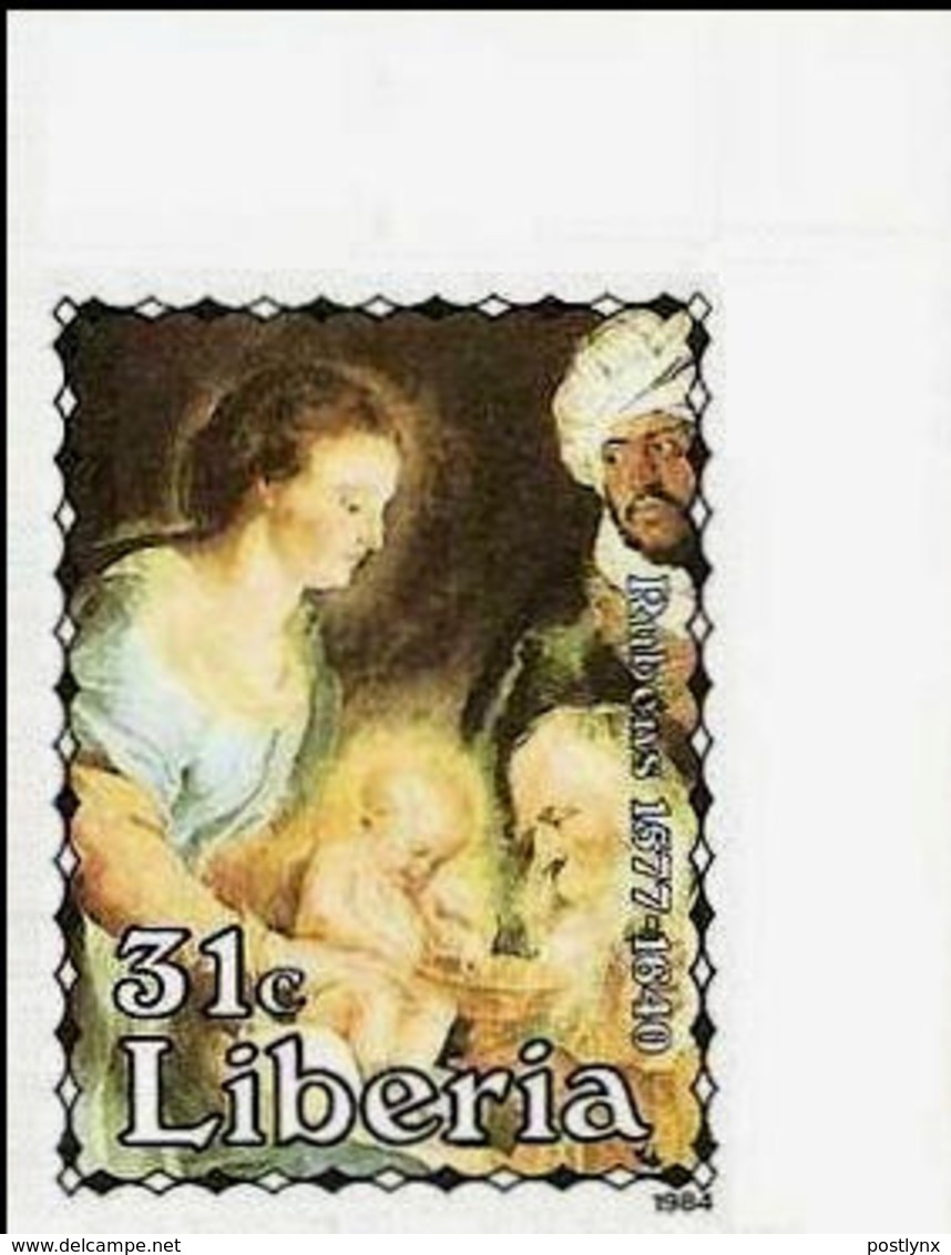 LIBERIA 1984 Painting Peter P. Rubens Christmas 31c CORNER IMPERF.Netherlands-related   [non Dentelé] - Liberia