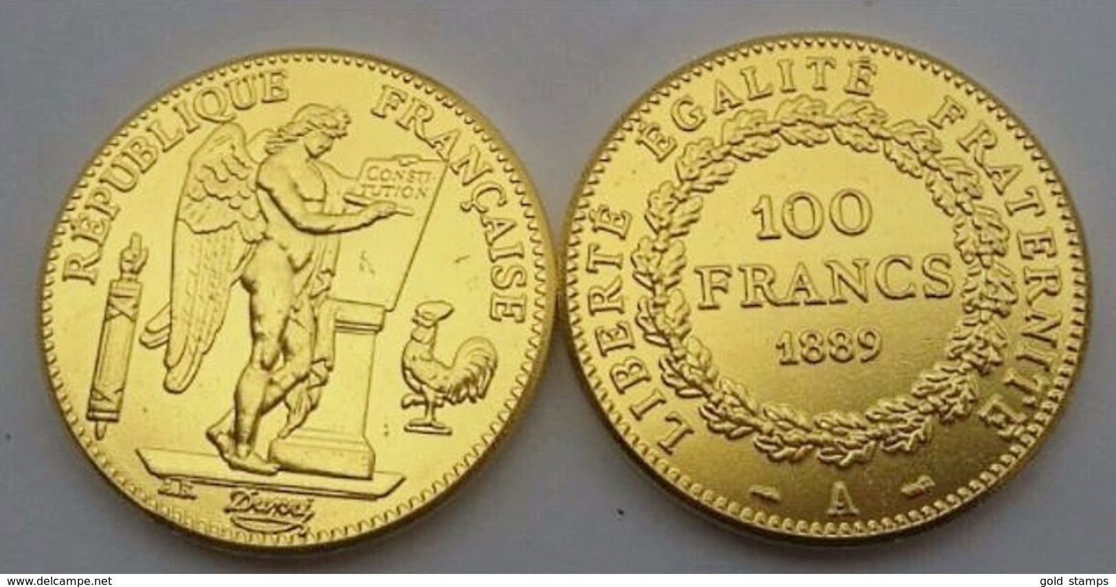 COPIE - 1 Pièce Plaquée OR ( GOLD Plated Coin ) - France - REPRODUCTION 100 Francs Génie 1889 A - Autres & Non Classés