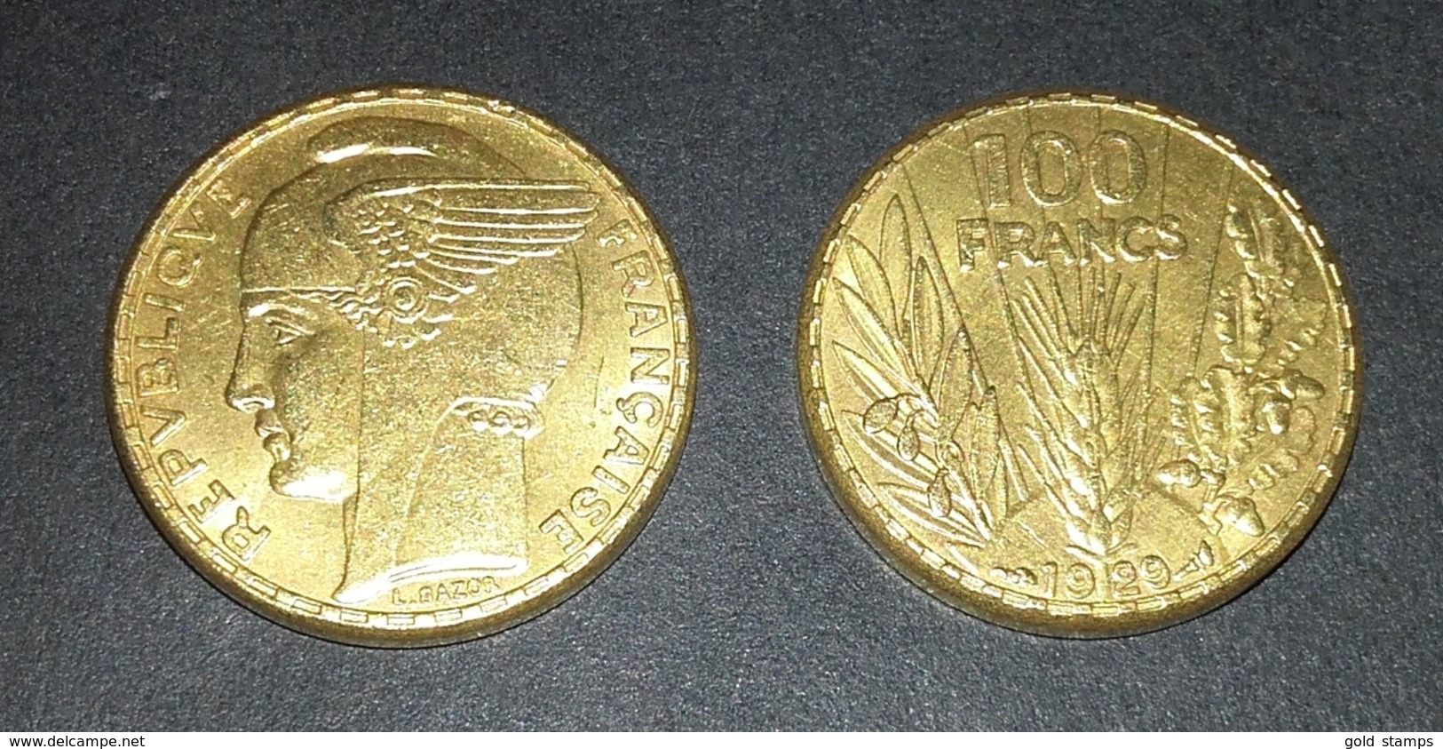 COPIE - 1 Pièce Plaquée OR Sous Capsule ! ( GOLD Plated Coin ) - REPRODUCTION 100 Francs BAZOR 1929 - Autres & Non Classés