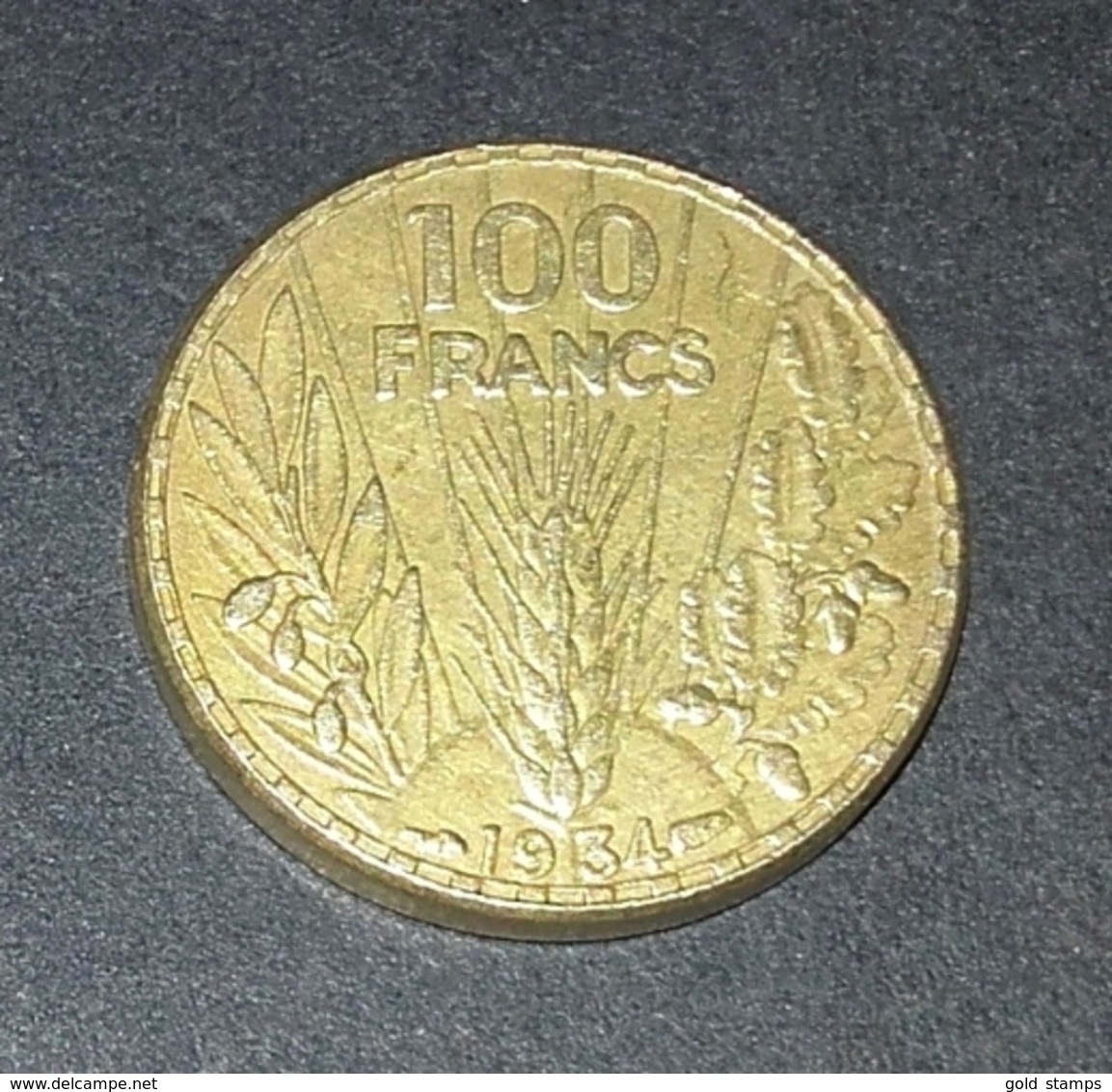 COPIE - 1 Pièce Plaquée OR Sous Capsule ! ( GOLD Plated Coin ) - REPRODUCTION 100 Francs BAZOR 1934 - Autres & Non Classés