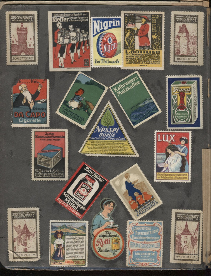 Reklame-Marken Vignettes / Timbres Publicitaires Collés Album Allemand En Mauvais état "1912" Port Fr 6,40 EUR - Advertising
