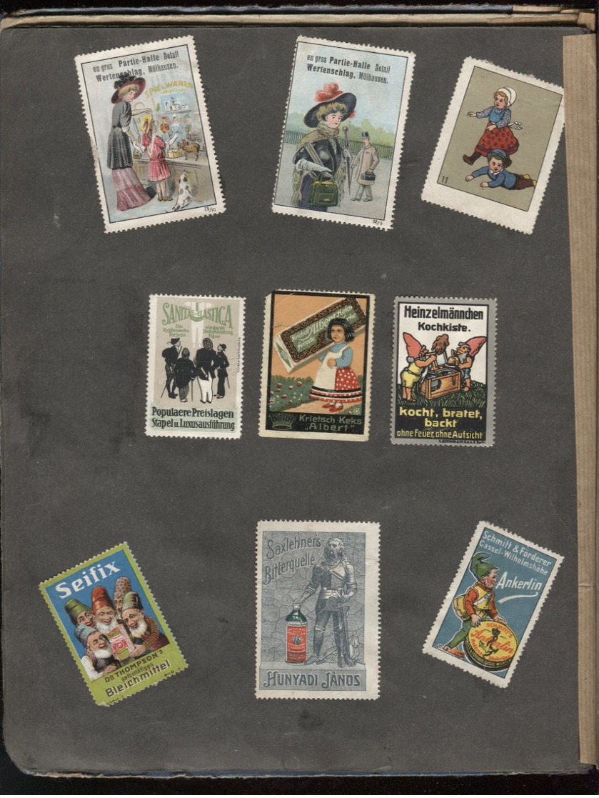 Reklame-Marken Vignettes / timbres publicitaires collés Album allemand en mauvais état "1912" Port Fr 6,40 EUR