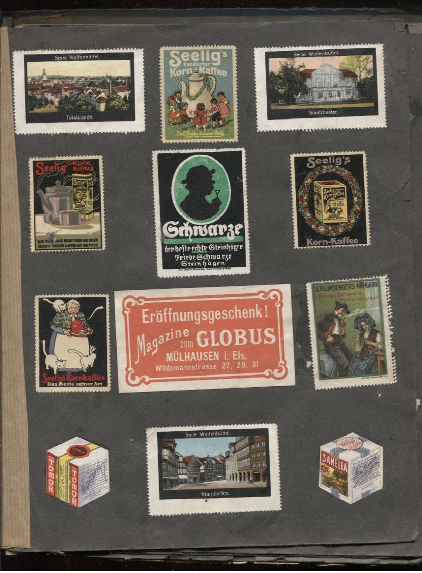 Reklame-Marken Vignettes / timbres publicitaires collés Album allemand en mauvais état "1912" Port Fr 6,40 EUR