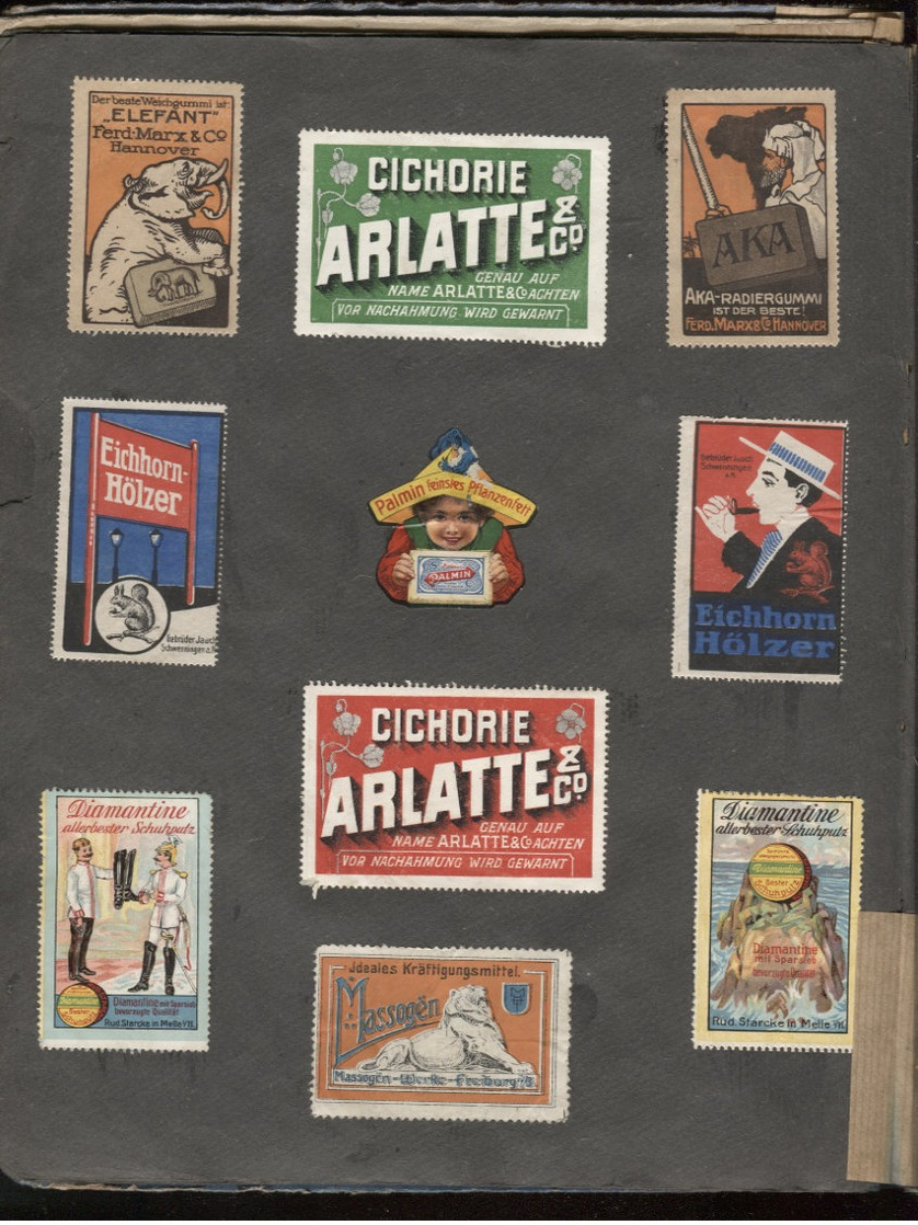 Reklame-Marken Vignettes / timbres publicitaires collés Album allemand en mauvais état "1912" Port Fr 6,40 EUR