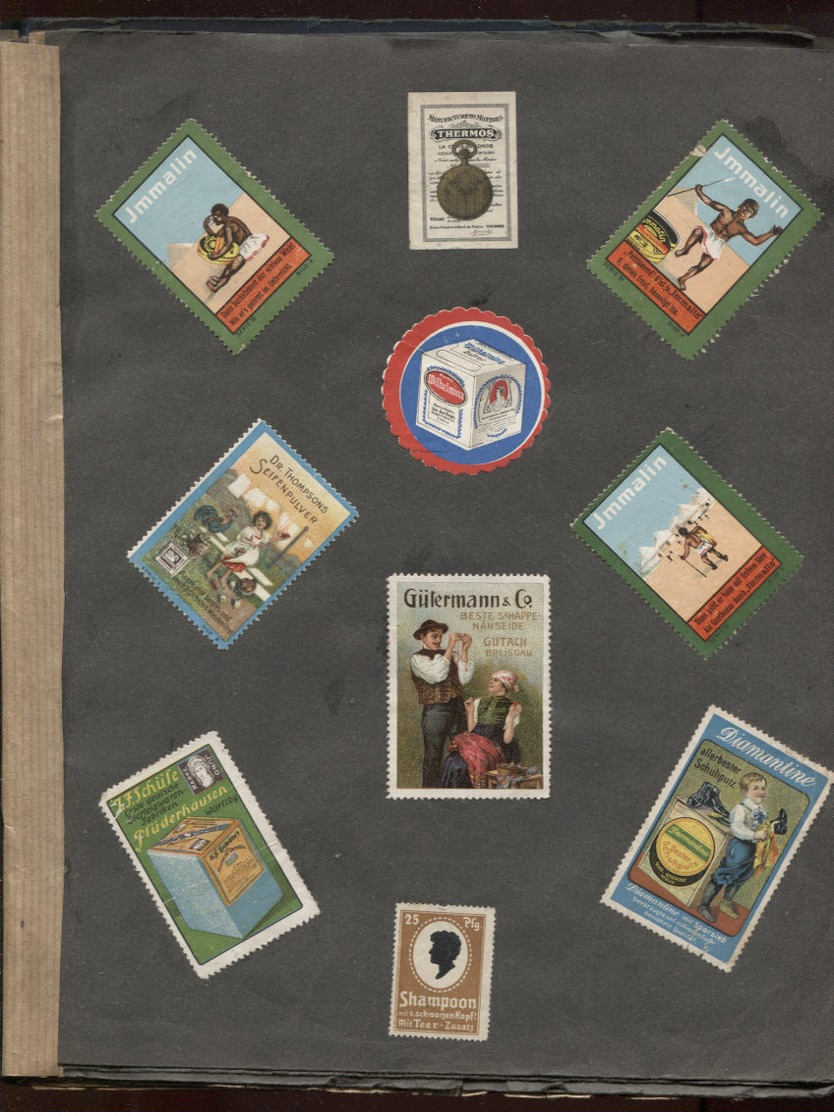 Reklame-Marken Vignettes / timbres publicitaires collés Album allemand en mauvais état "1912" Port Fr 6,40 EUR