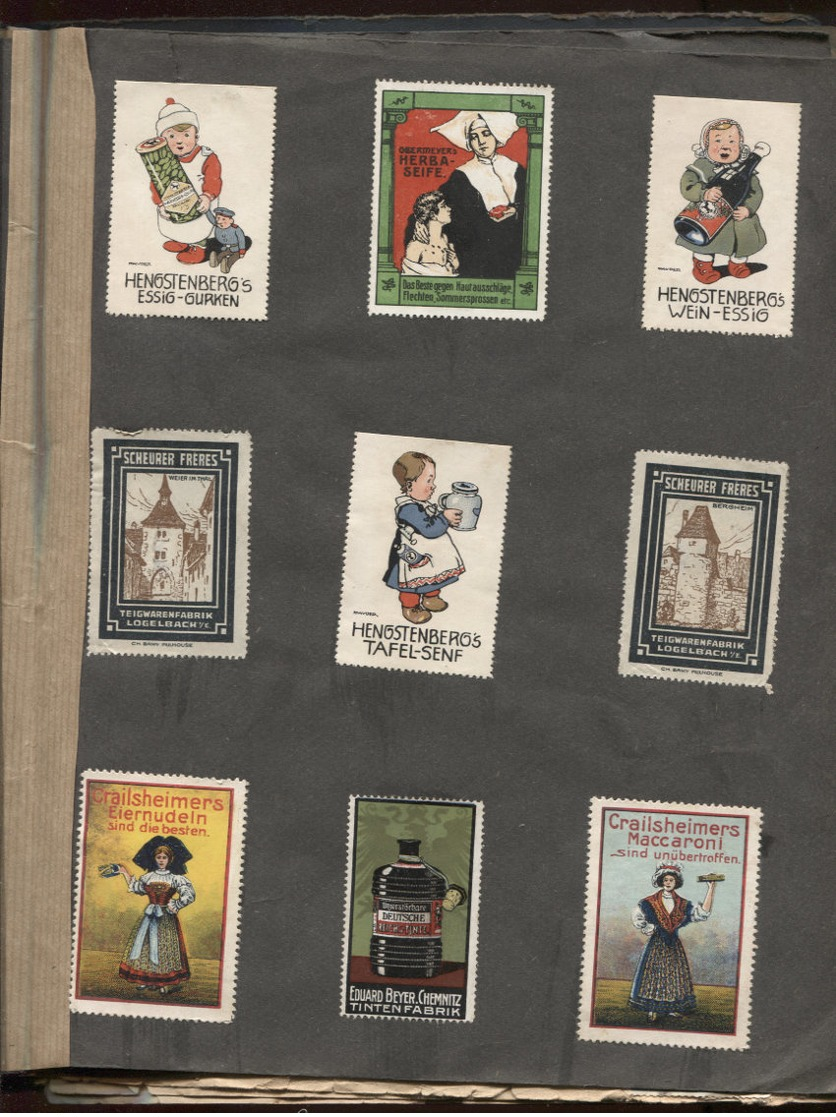 Reklame-Marken Vignettes / timbres publicitaires collés Album allemand en mauvais état "1912" Port Fr 6,40 EUR