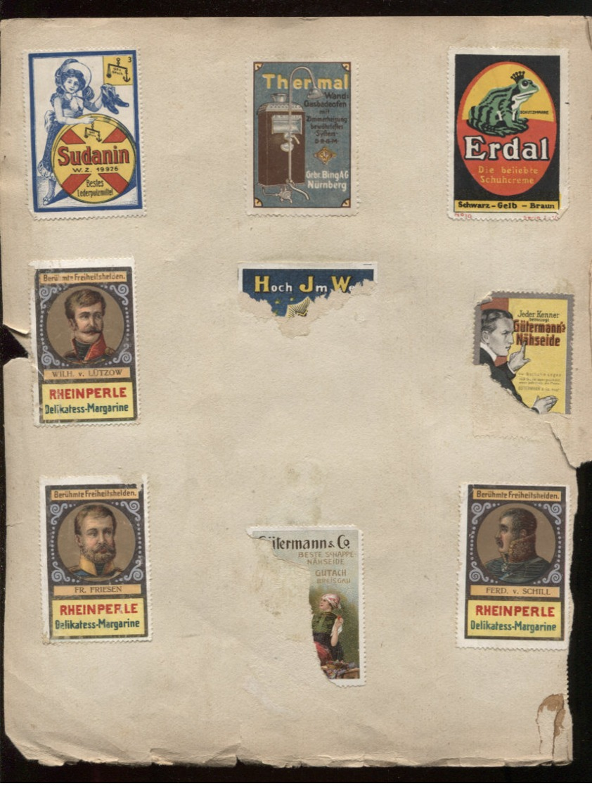 Reklame-Marken Vignettes / timbres publicitaires collés Album allemand en mauvais état "1912" Port Fr 6,40 EUR