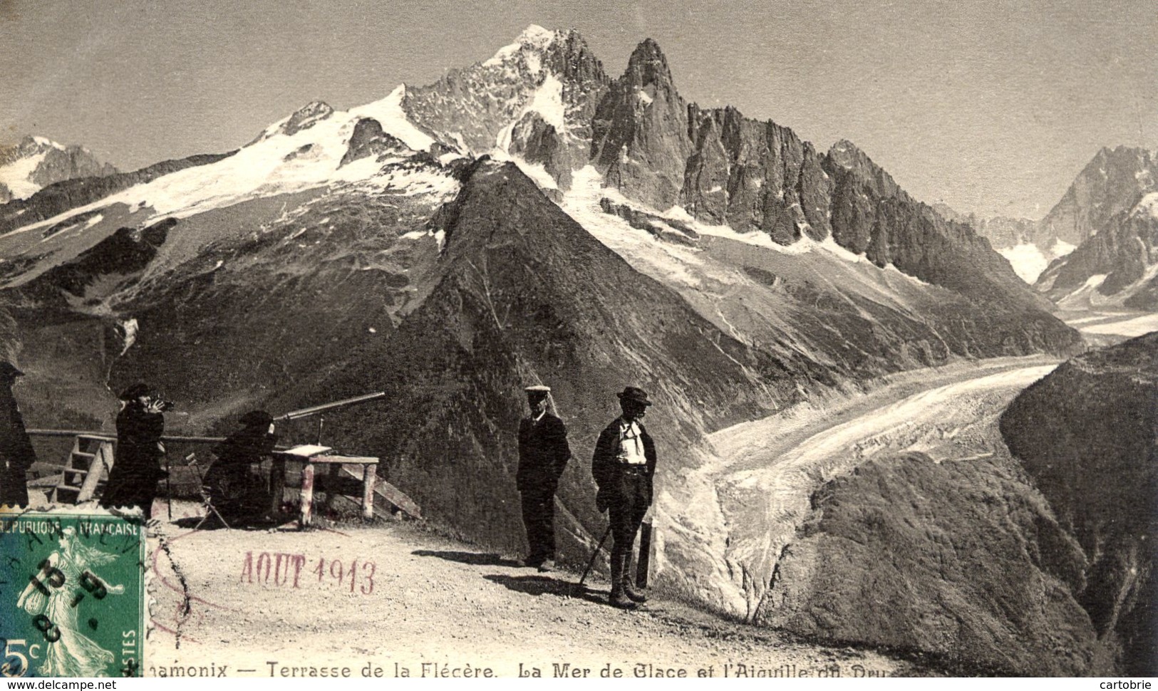 74 CHAMONIX - Terrasse De La Flégère - La Mer De Glace Et L'Aiguille Du Dru - Animée - J.J. - Chamonix-Mont-Blanc