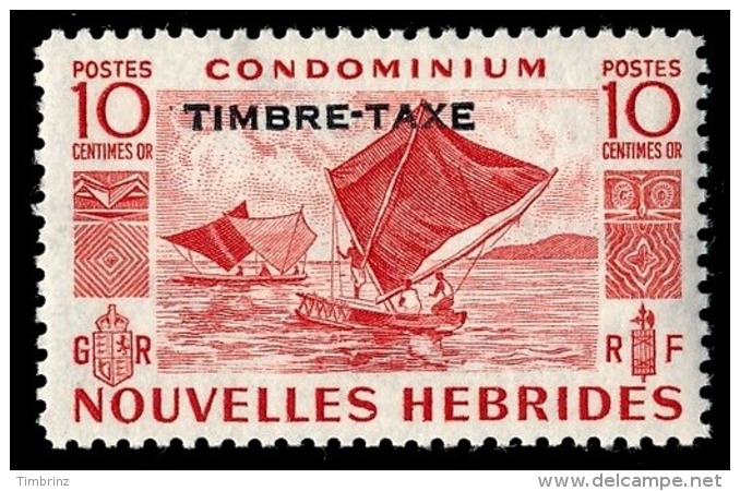 NOUVELLES HEBRIDES 1953 - Yv. Taxe 27 **   Cote= 2,80 EUR - Pirogues à Voile 10c ; TIMBRE-TAXE  ..Réf.AFA23034 - Postage Due