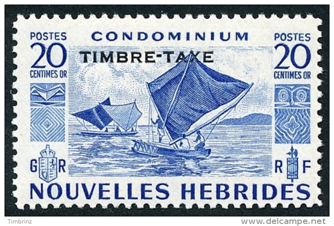 NOUVELLES HEBRIDES 1953 - Yv. Taxe 28 *   Cote= 4,50 EUR - Pirogues à Voile 20c ; TIMBRE-TAXE  ..Réf.AFA23078 - Segnatasse