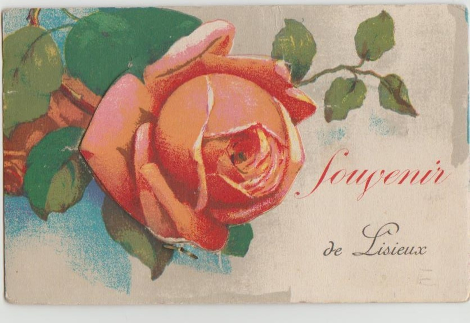 CPA 14 LISIEUX Souvenir Fantaisie Carte Colorisée à Système Rose Et Ses 10 Petites Vues - Lisieux