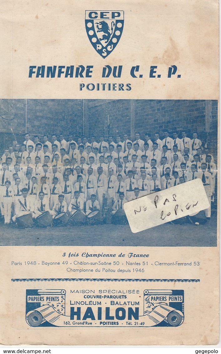 86 - POITIERS - FANFARE DU C.E.P. ( 4 Pages 13,5 Cm X 21 Cm ) - Menükarten