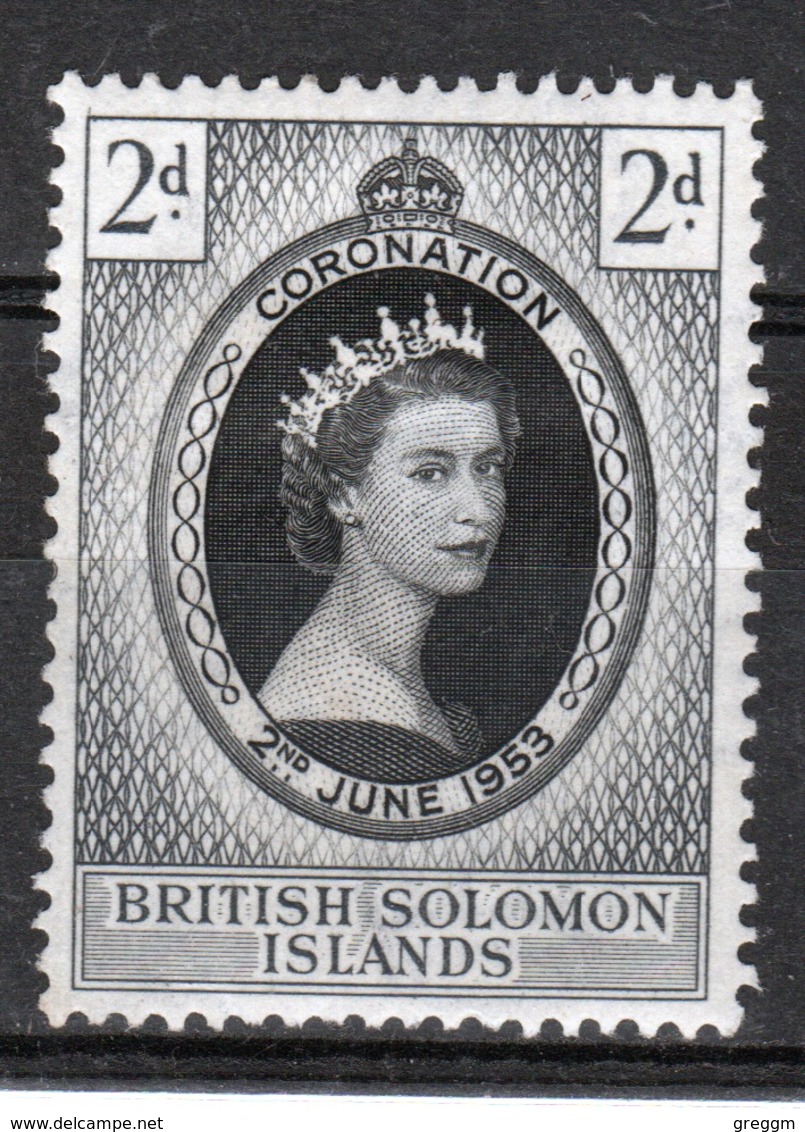 British Solomon Islands 1953 Queen Elizabeth Coronation Mounted Mint Stamp. - British Solomon Islands (...-1978)