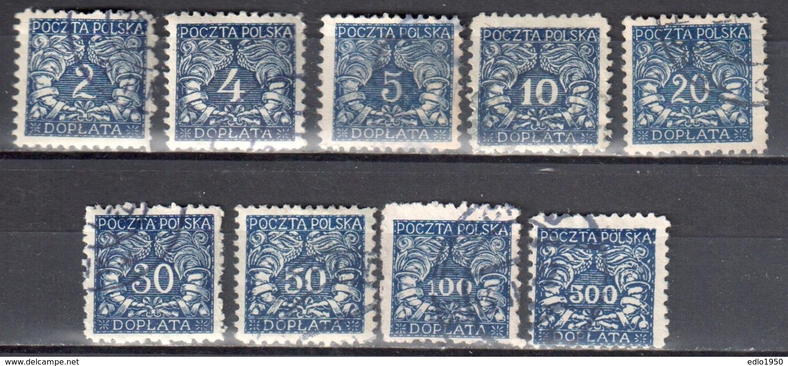 Poland 1919 - Postage Due - Mi.13-21 - Used - Portomarken