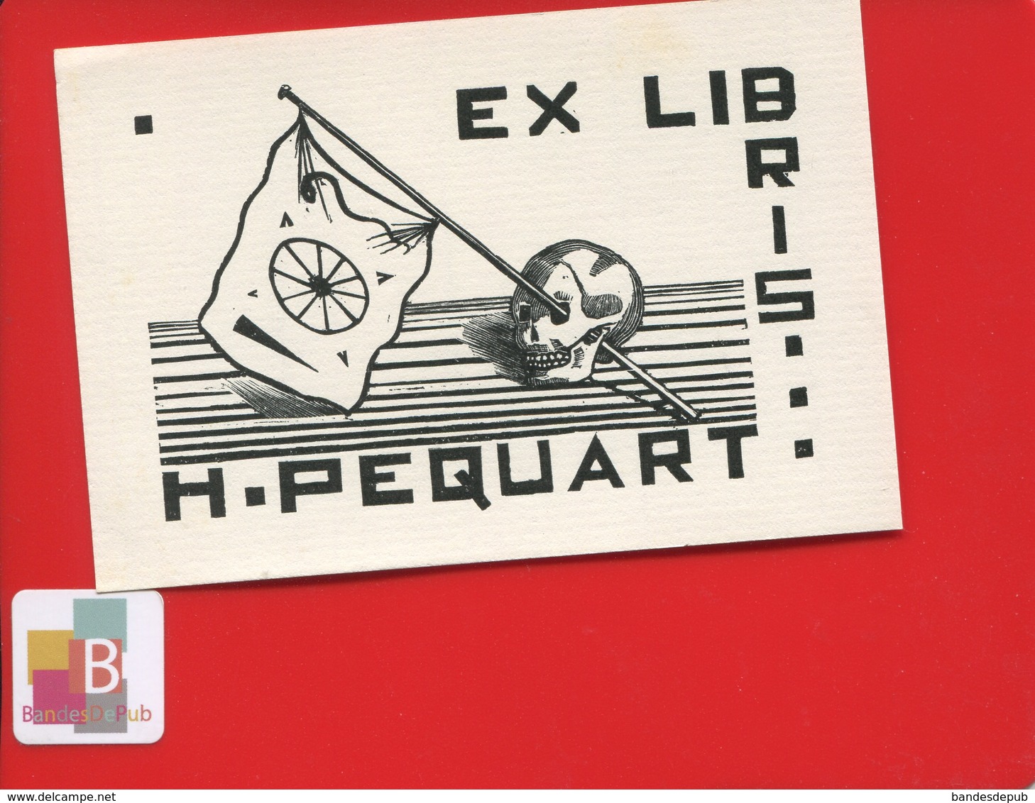 SUPERBE EX LIBRIS H PEQUART  Tête Mort Marine - Exlibris