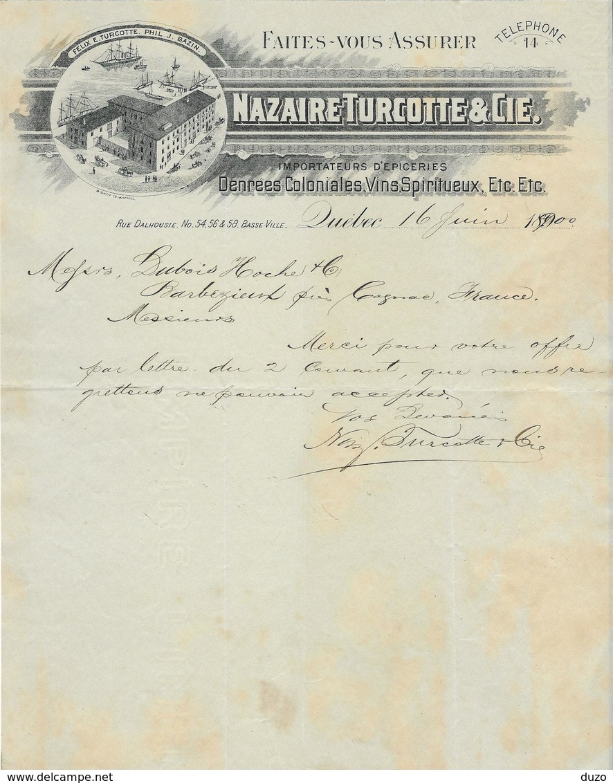 Canada // Québec - Entête 1900 - Nazaire Turcotte & Cie. Importateurs D'épiceries . - Canada