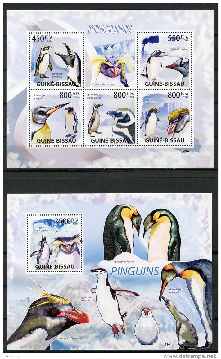 Guinea Bissau, 2009, Penguins, Animals, Fauna, MNH, Michel 4390-4394, Block 714 - Guinée-Bissau