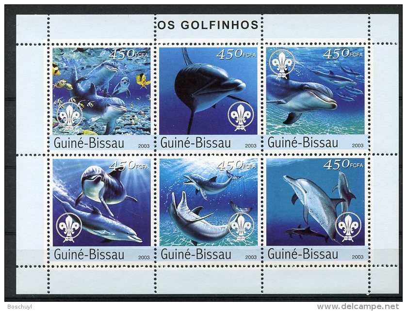 Guinea Bissau, 2003, Dolphins, Sea Life, Animals, Fauna, Scouting, MNH, Michel 2584-2589 - Guinée-Bissau