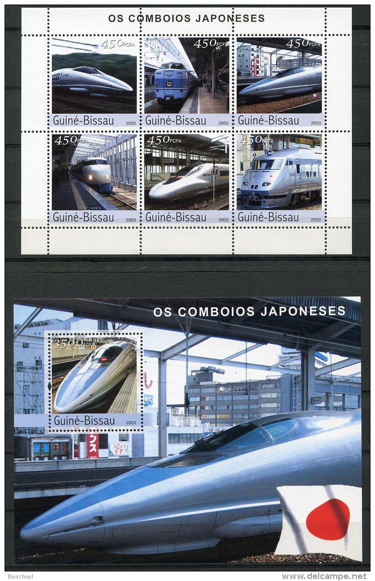 Guinea Bissau, 2003, High Speed Trains Japan, Railways, Railroads, MNH, Michel 2246-2251, Block 403 - Guinée-Bissau