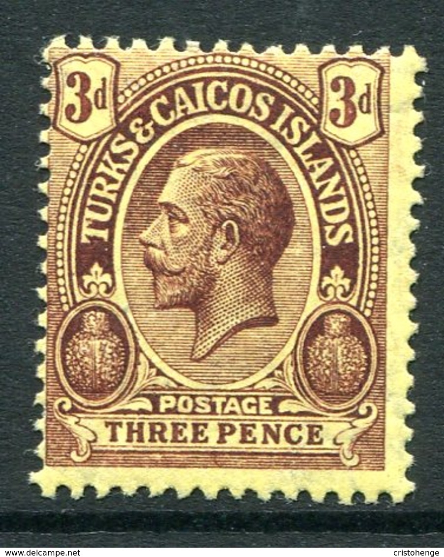 Turks And Caicos Islands 1913-21 KGV (Wmk. Mult. Crown CA) - 3d Purple On Yellow HM (SG 133) - Turks And Caicos