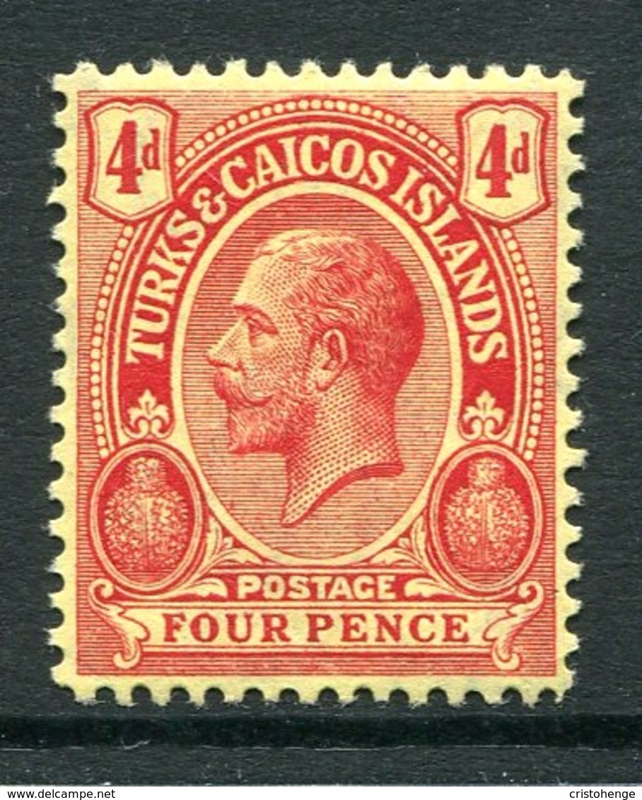 Turks And Caicos Islands 1913-21 KGV (Wmk. Mult. Crown CA) - 4d Red On Yellow HM (SG 134) - Turks And Caicos