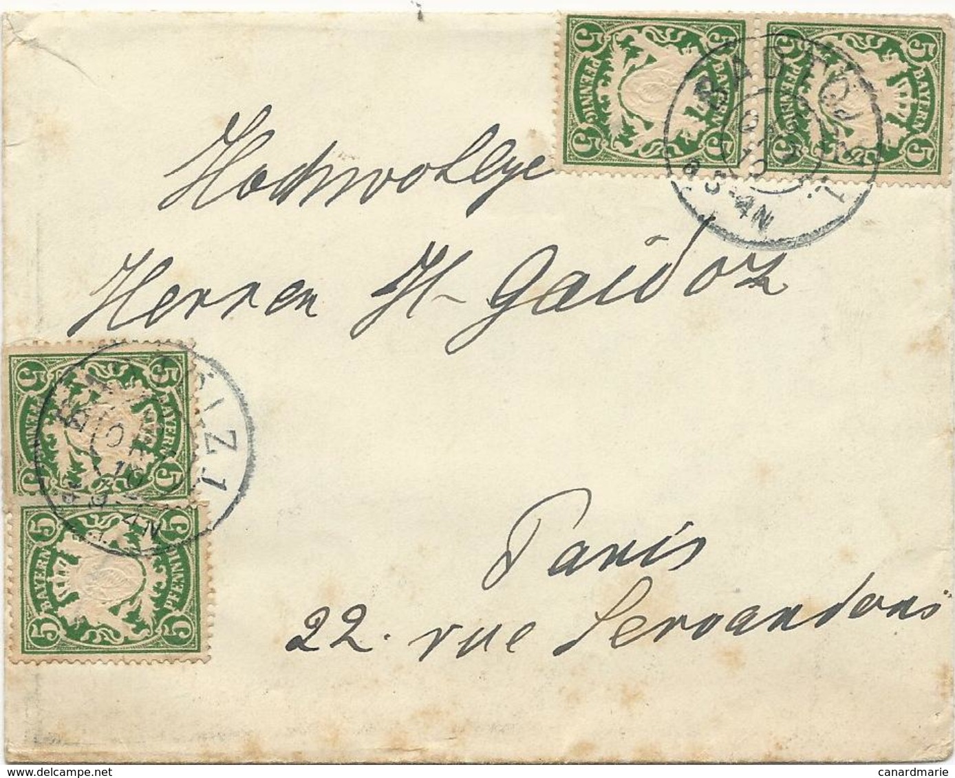 LETTRE 1910 AVEC 4 TIMBRES POUR LA FRANCE AVEC CACHET DE BAD TÖLZ - Sonstige & Ohne Zuordnung