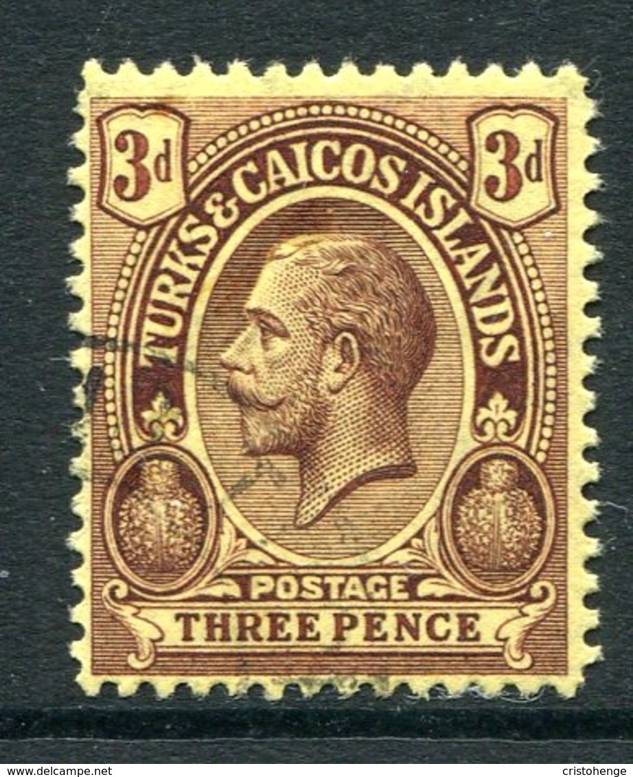 Turks And Caicos Islands 1913-21 KGV (Wmk. Mult. Crown CA) - 3d Purple On Yellow Used (SG 133) - Turks And Caicos