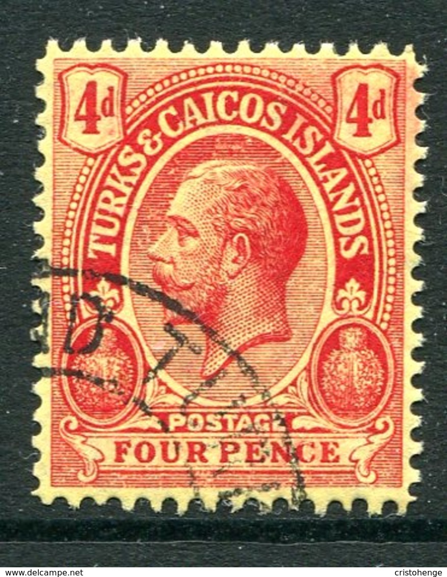 Turks And Caicos Islands 1913-21 KGV (Wmk. Mult. Crown CA) - 4d Red On Yellow Used (SG 134) - Turks And Caicos