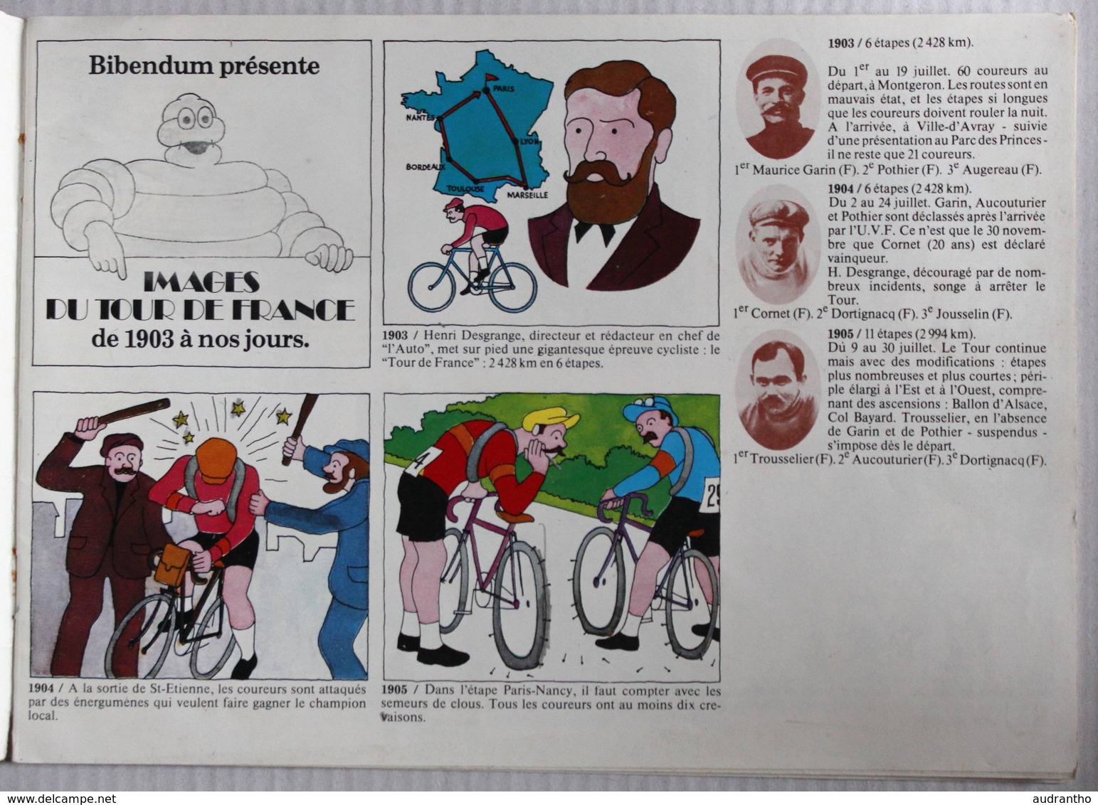 Document Publicitaire Michelin Images Du Tour De France Bibendum De 1903 à 1973 Cyclisme Vélo - Cycling