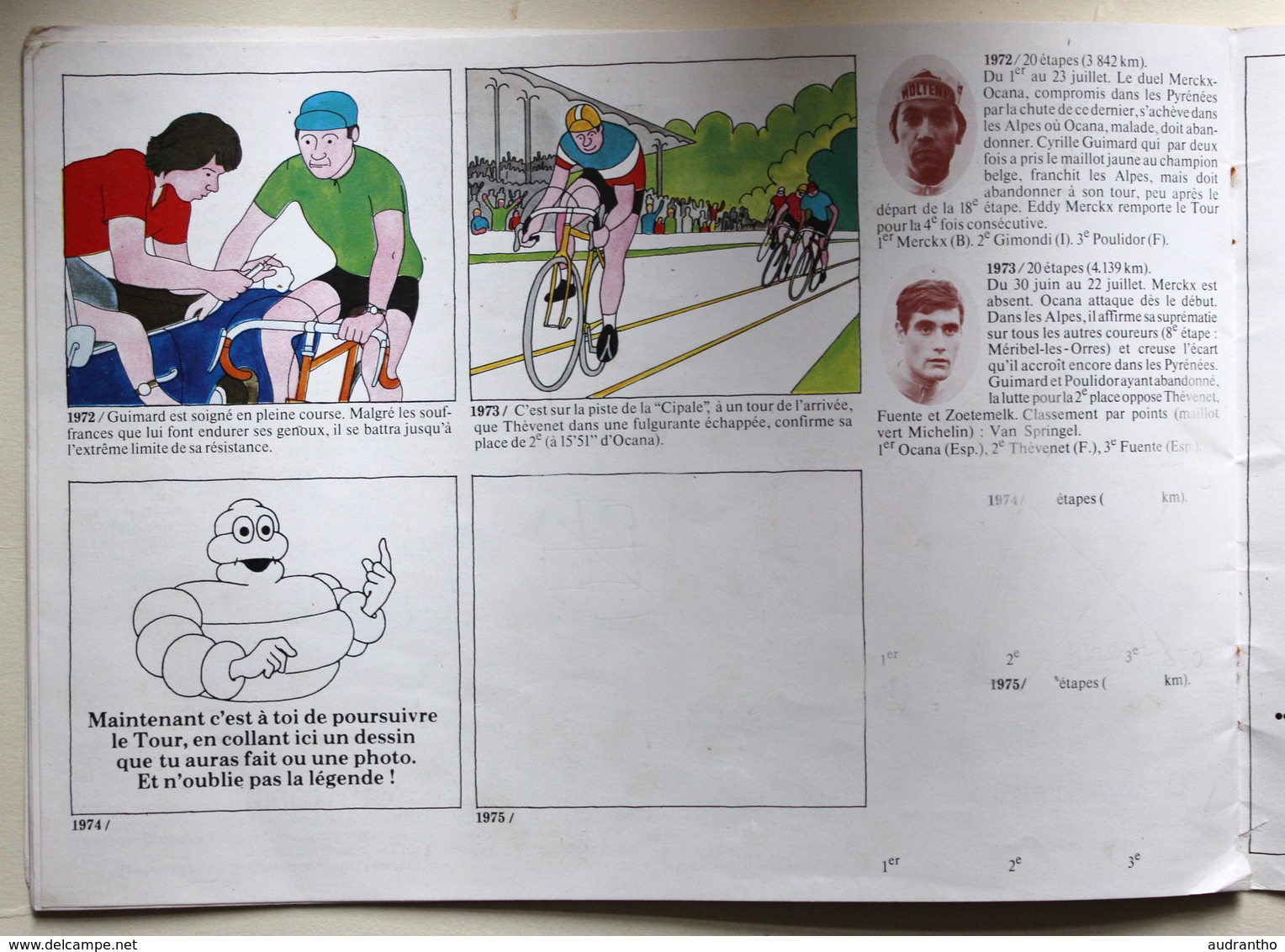 Document publicitaire Michelin Images du Tour de France Bibendum de 1903 à 1973 Cyclisme Vélo