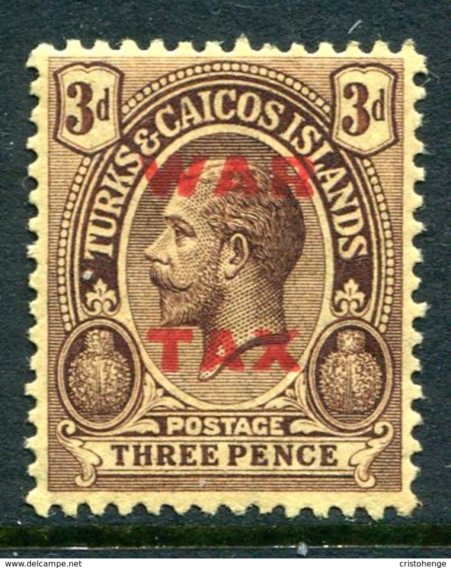 Turks And Caicos Islands 1919 KGV War Tax - 3d Purple On Yellow - Red Overprint - HM (SG 148) - Turks And Caicos