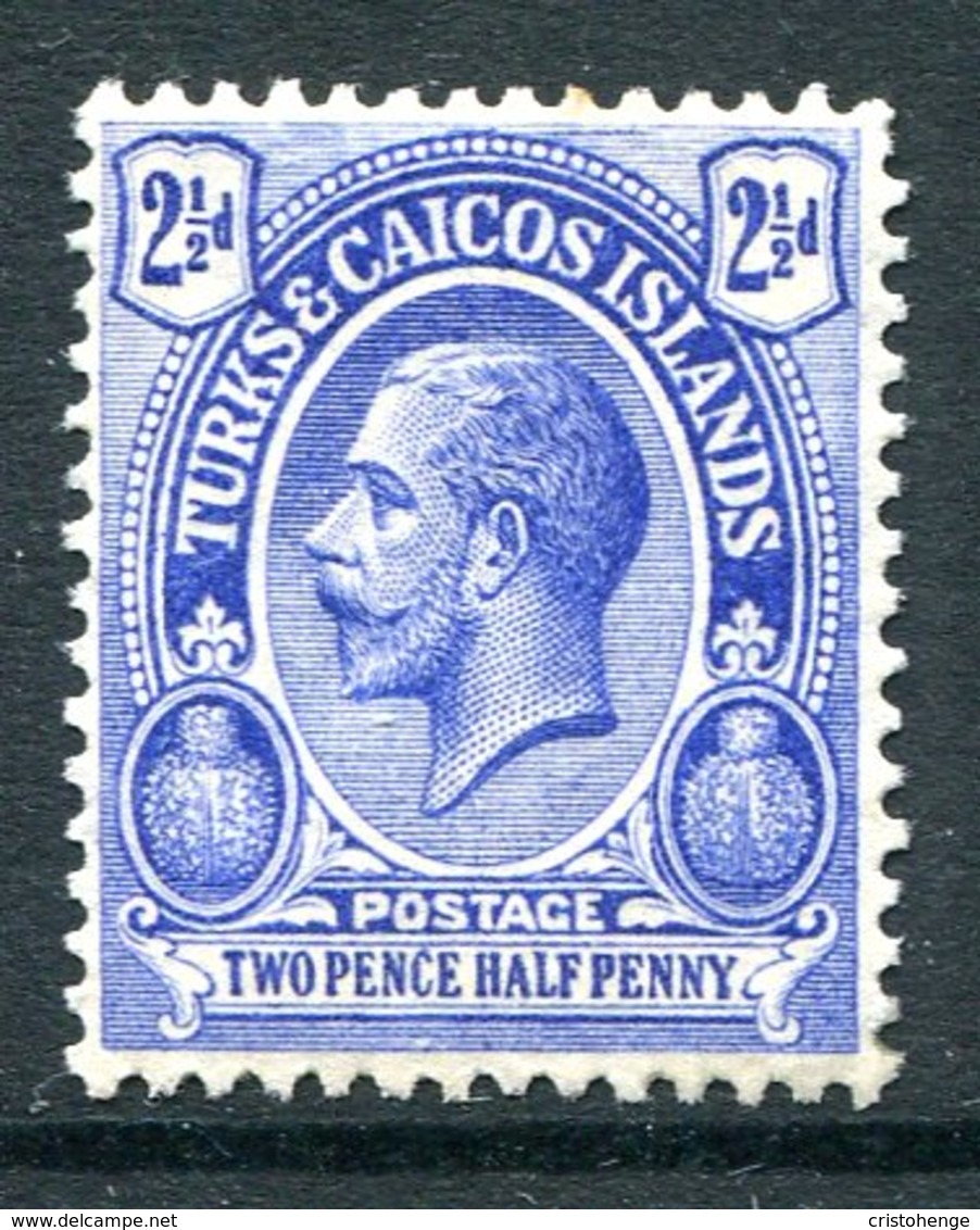 Turks And Caicos Islands 1921 KGV (Wmk. Script CA) - 2½d Bright Blue HM (SG 158) - Turks And Caicos