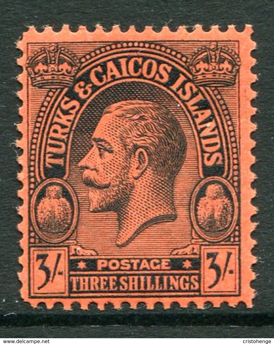 Turks And Caicos Islands 1922-26 KGV (Wmk. Crown CA) - 3/- Black On Red HM (SG 175) - Turks And Caicos