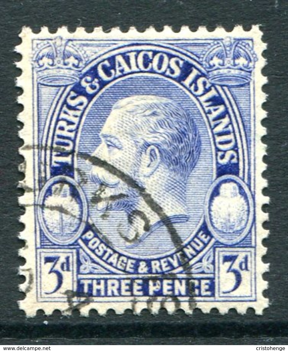 Turks And Caicos Islands 1928 Postage & Revenue - 3d Bright Blue Used (SG 181) - Turks And Caicos