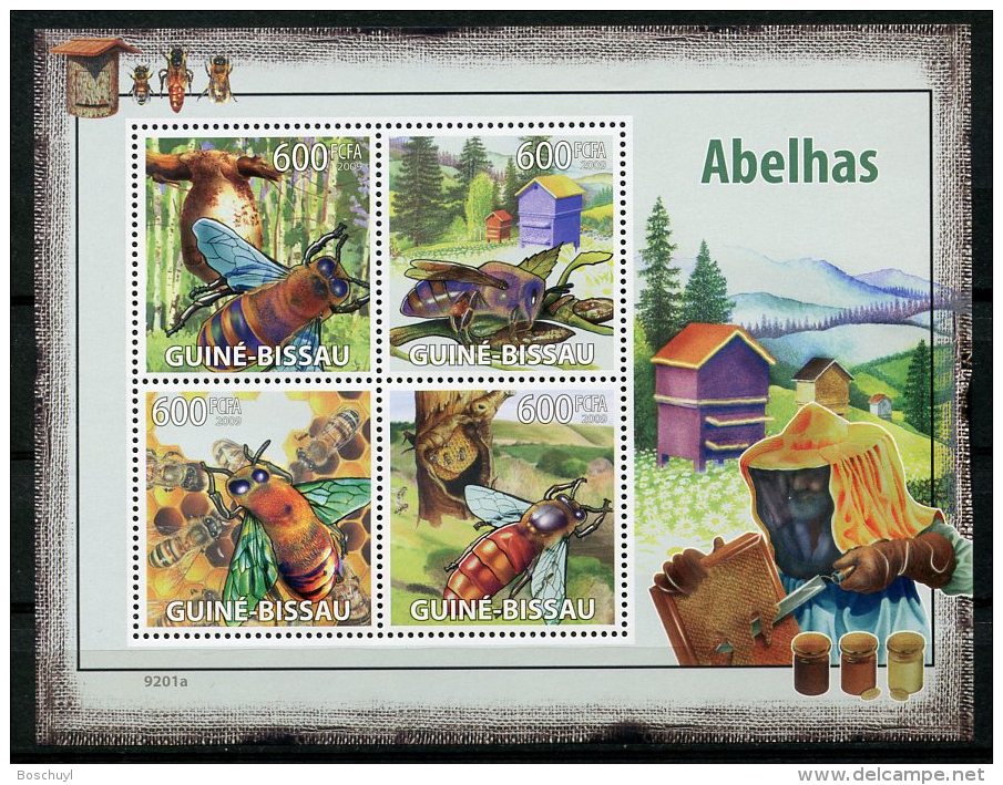 Guinea Bissau, 2009, Bees, Insects, Animals, Fauna, MNH, Michel 4131-4134 - Guinée-Bissau