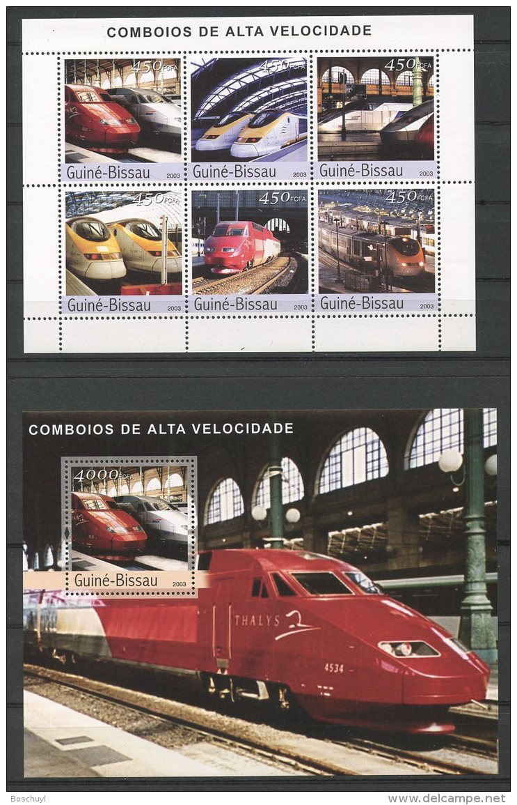 Guinea Bissau, 2003, High Speed Trains, Railways, Railroads, MNH, Michel 2408-2413, Block 421 - Guinée-Bissau