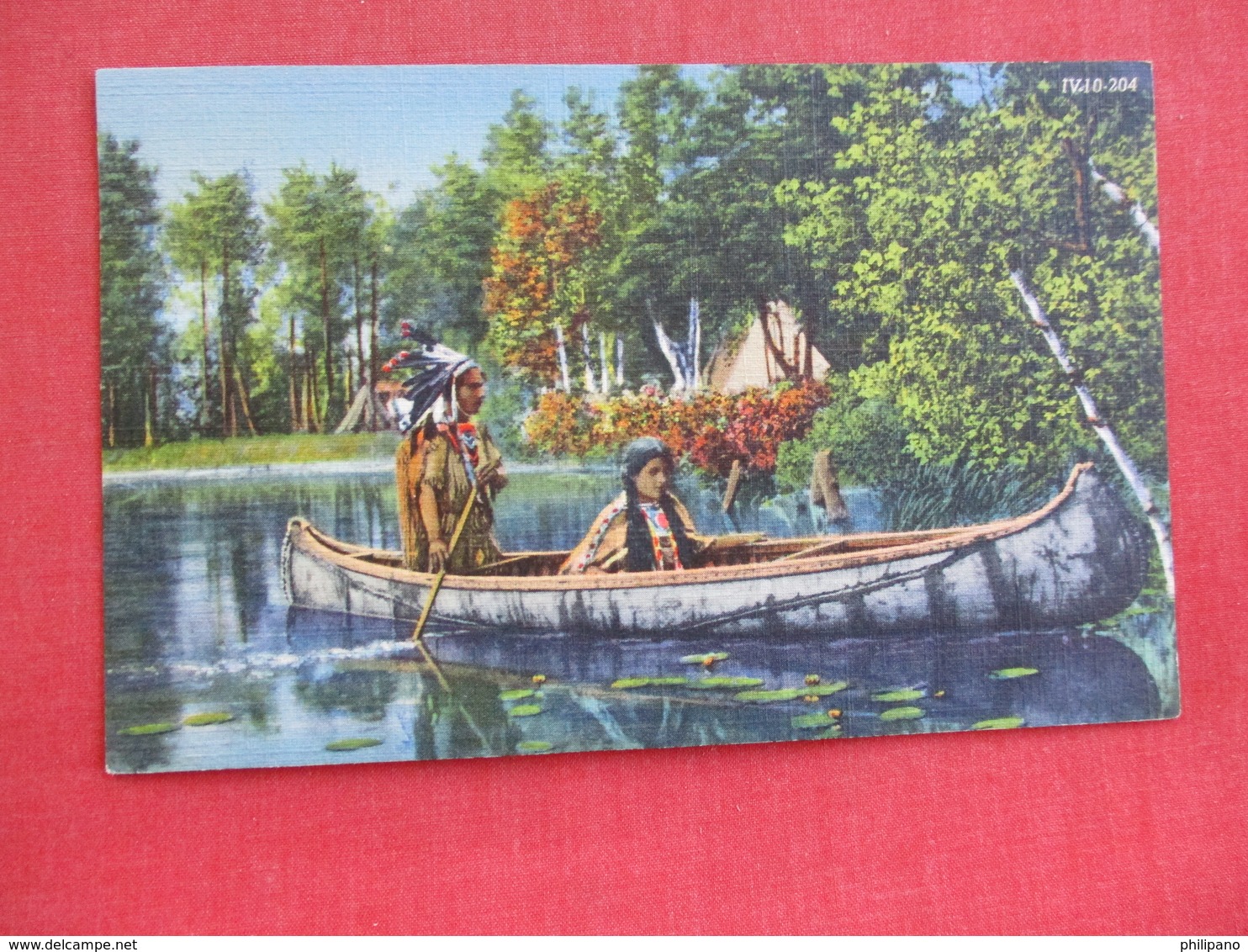 Indians Returning Home In Canoe - Ref 2894 - Indiens D'Amérique Du Nord