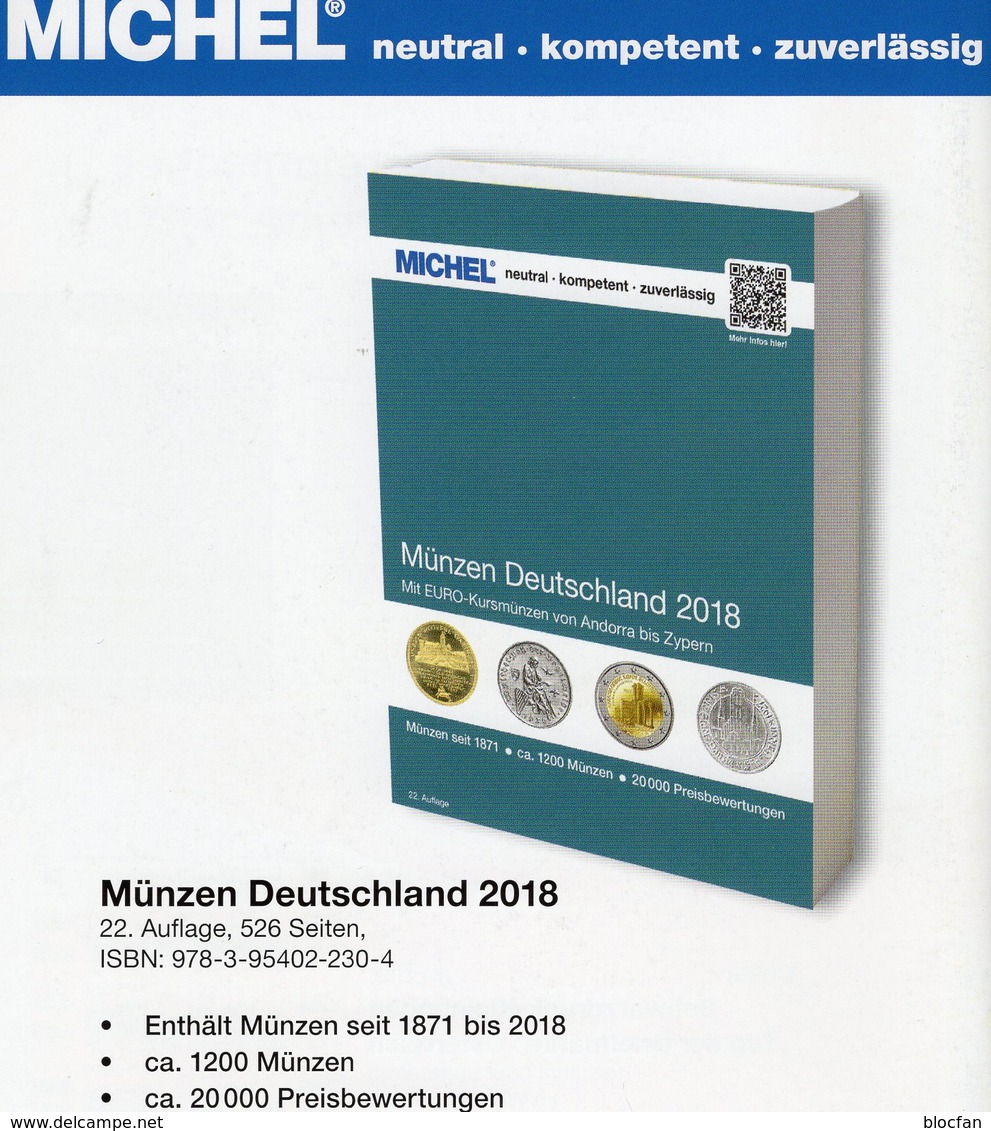 Münzen MICHEL Deutschland+EURO 2018 Neu 30€ Ab 1871 DR 3.Reich BRD DDR Numismatik Coins Catalogue 978-3-95402-230-4 - Cronaca & Annuari