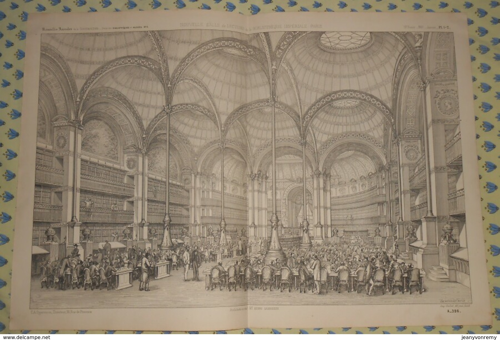 Plan De La Nouvelle Salle De Lecture De La Bibliothèque Impériale à Paris .1869 - Travaux Publics