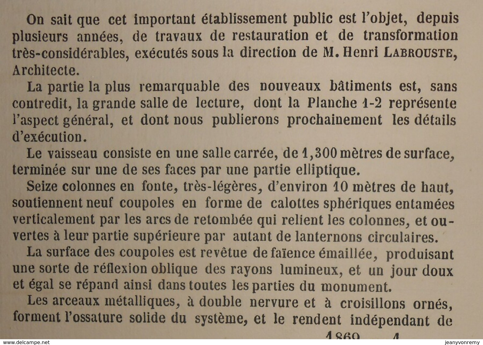 Plan De La Nouvelle Salle De Lecture De La Bibliothèque Impériale à Paris .1869 - Public Works