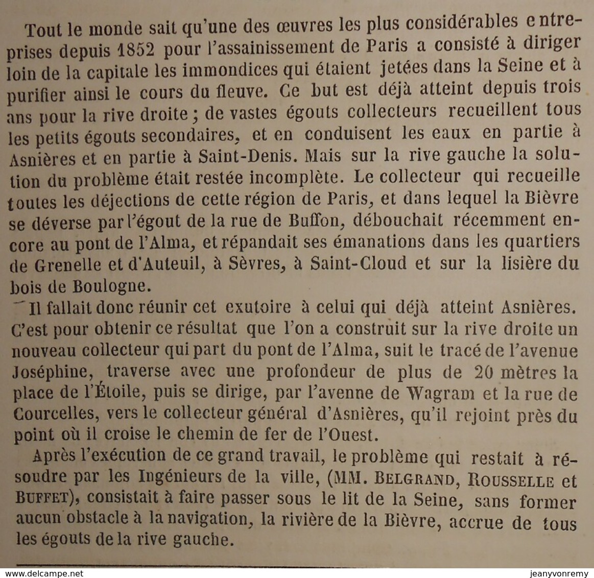 Plan Du Siphon Du Pont De L'Alma à Paris. 1869 - Opere Pubbliche