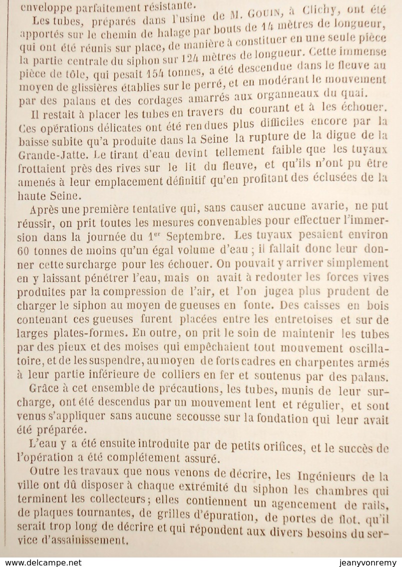 Plan Du Siphon Du Pont De L'Alma à Paris. 1869 - Arbeitsbeschaffung