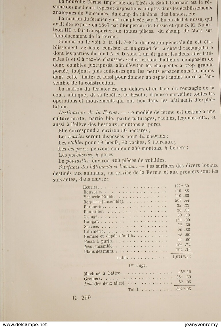 Plan De La Ferme Impériale De Saint Germain. Les Tirés.1869 - Public Works