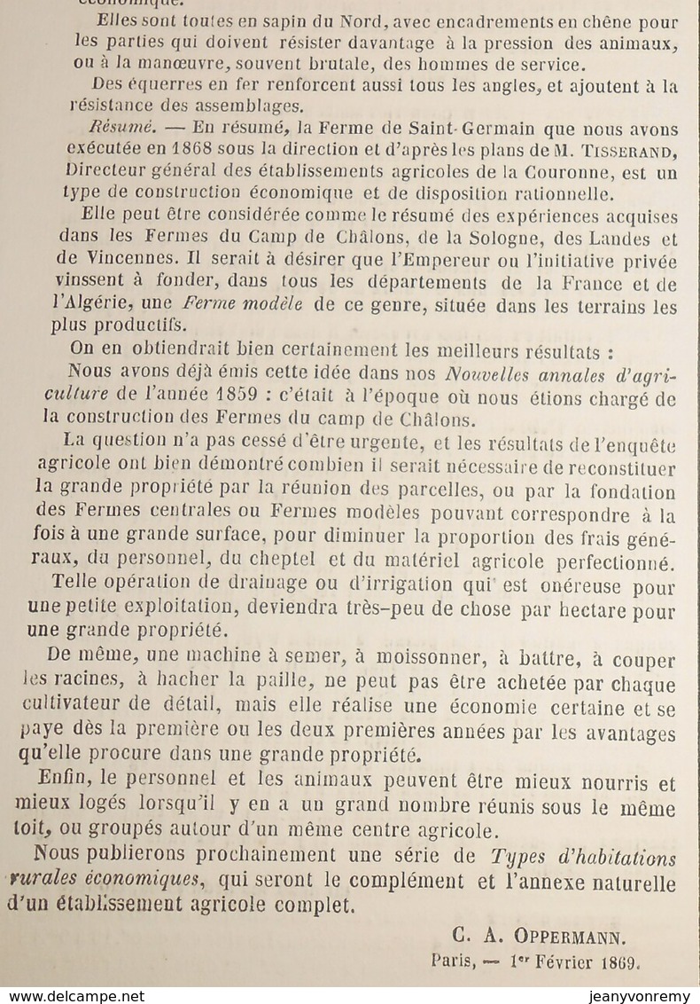 Plan De La Ferme Impériale De Saint Germain. Les Tirés.1869 - Obras Públicas