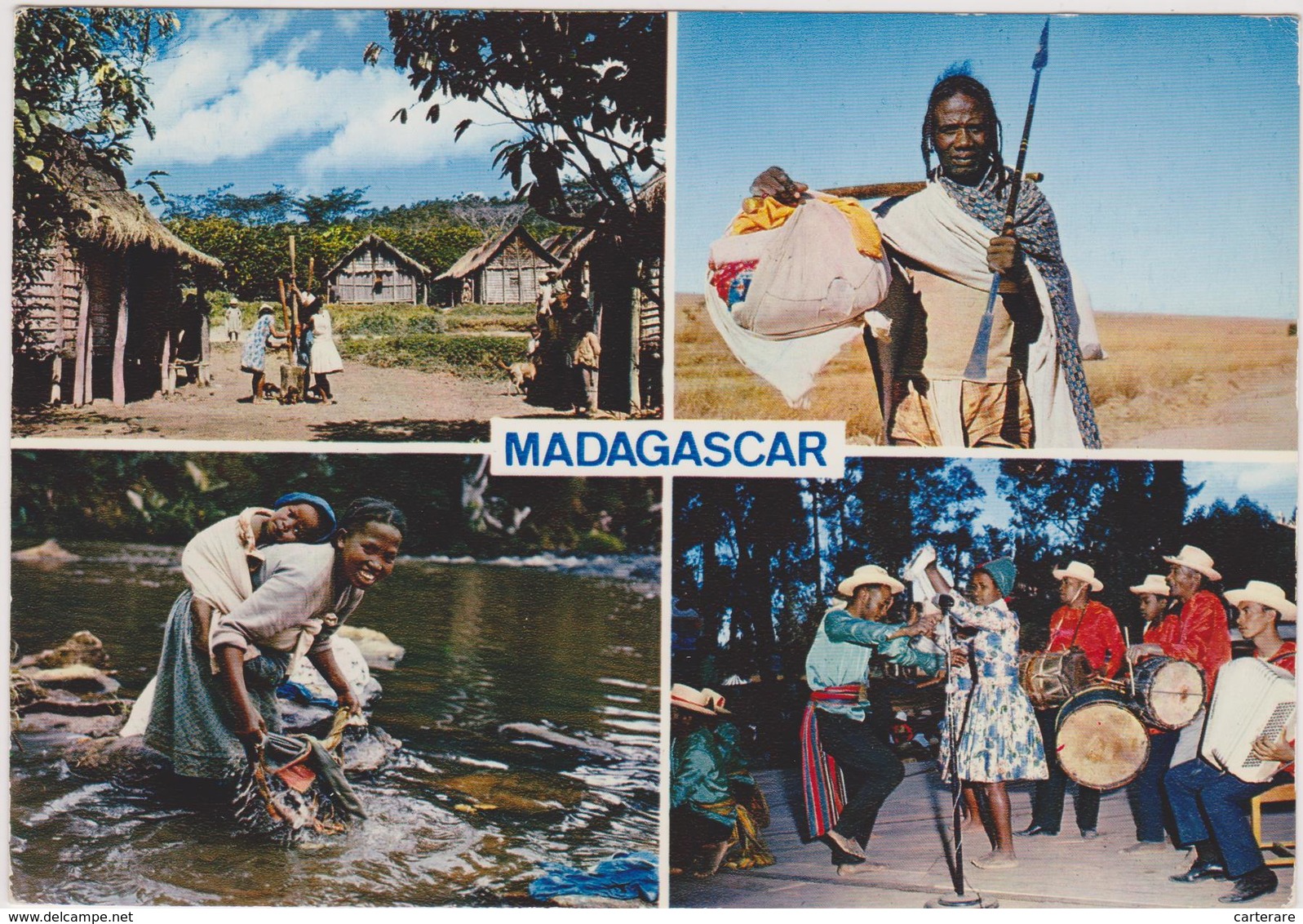 MADAGASCAR,république MALAGASY,4 Vues,scène De Vie,pileuse De Riz,laveuse,danseurs,noma De Du Sud - Madagascar