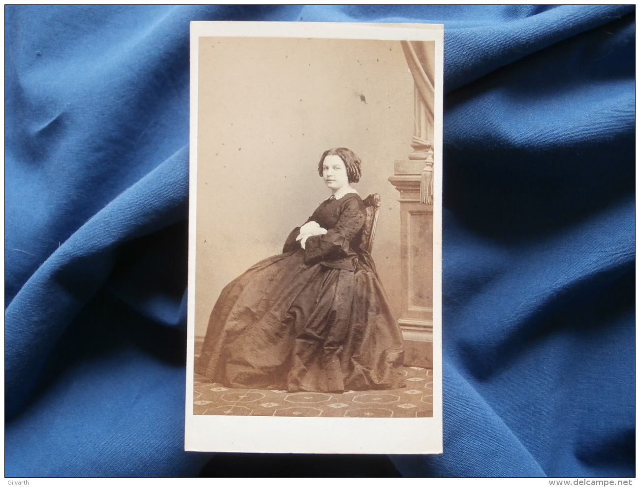 Photo CDV Fratelli D'Alessandri Roma - Second Empire Femme Assise, Circa 1860 L366 - Oud (voor 1900)