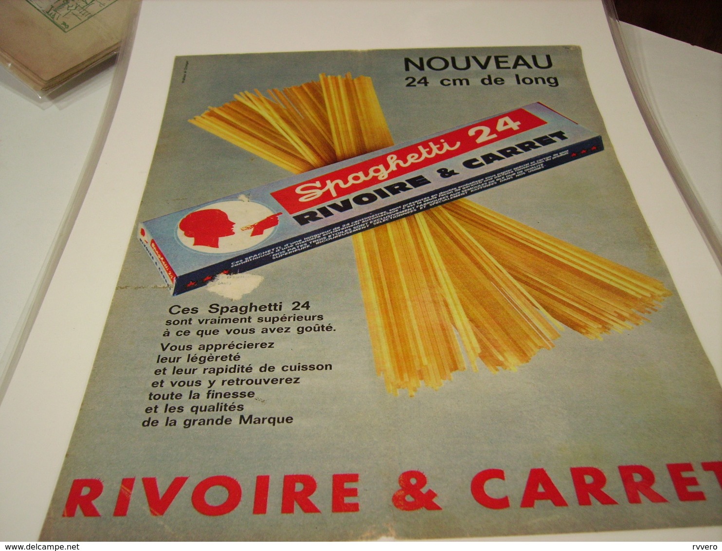 PUBLICITE PATE ALIMENTAIRE SPAGUETTI 24 RIVOIRE & CARRET 1965 - Other & Unclassified