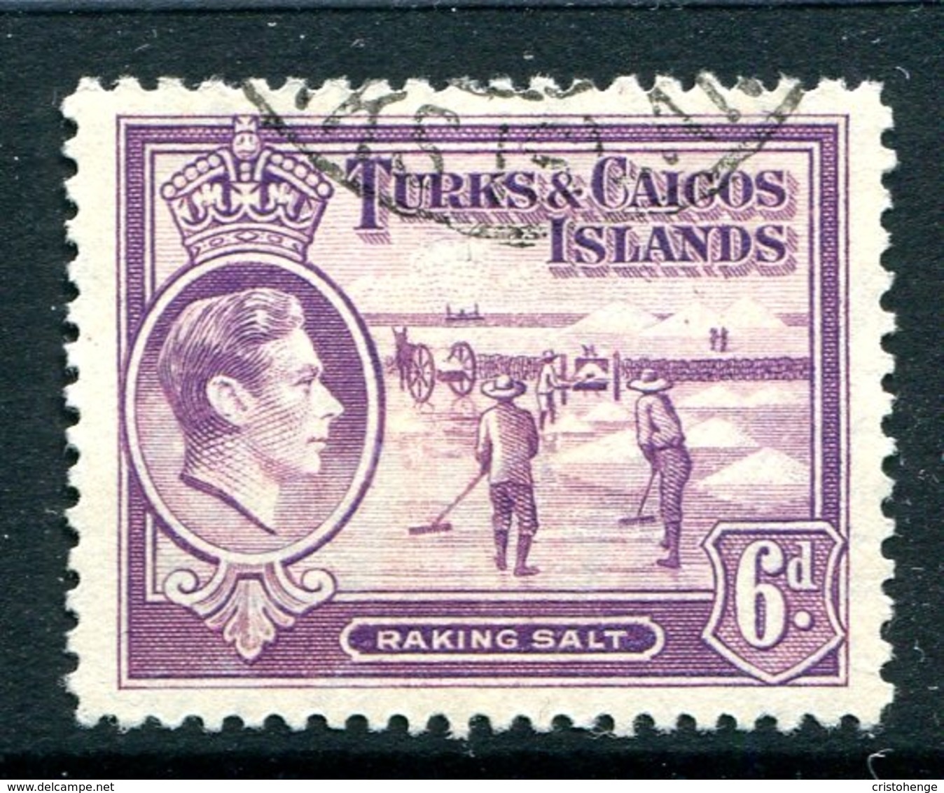 Turks And Caicos Islands 1938 KGVI Salt Industry - 6d Mauve Used (SG 201) - Turks And Caicos